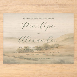 Invitations En Acrylique Faire carte d'invitation de mariage Paysage vert s