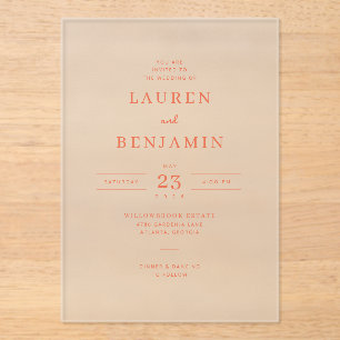 Invitations En Acrylique Faire Carton d'Invitation de Mariage Minimaliste a