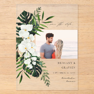 Invitations En Acrylique Faire part de date de sauvegarde de photo florale