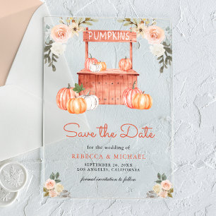 Invitations En Acrylique Faire part de mariage marché de citrouilles floral