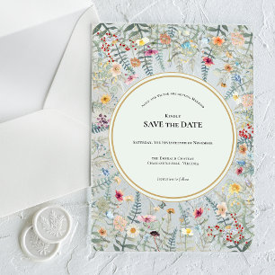 Invitations En Acrylique Faire part de mariage vintage fleur sauvage fougèr
