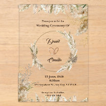 Faire-parts de mariage en acrylique marron et crèm