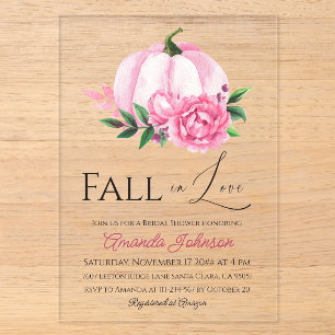 Invitations En Acrylique Faire Tomber en Amour Rose Foncé Citrouille Mariag
