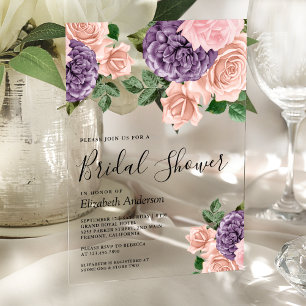 Invitations En Acrylique Fairepart de Mariage Floral Rustique Poussiéreux R