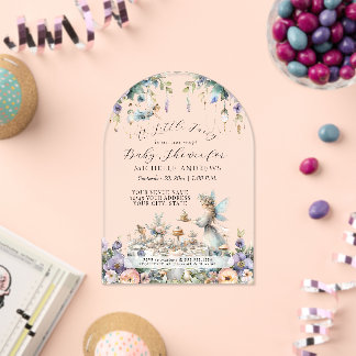 Invitations En Acrylique Fairy Garden Floral Tea Party Fille Baby shower