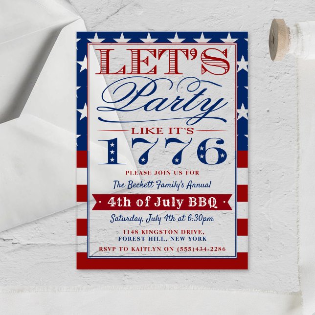 Invitations En Acrylique Faisons la fête comme en 1776 | 4 JUILLET (Créateur téléchargé)
