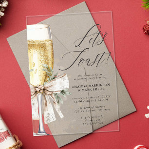 Invitations En Acrylique Faisons sauter le Champagne pour l'Hiver Engagemen