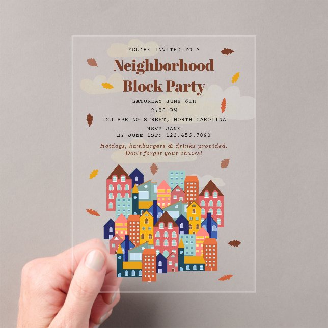 Invitations En Acrylique Fall Autumn Neighborhood Block Party (In situ (ordinateur de poche))