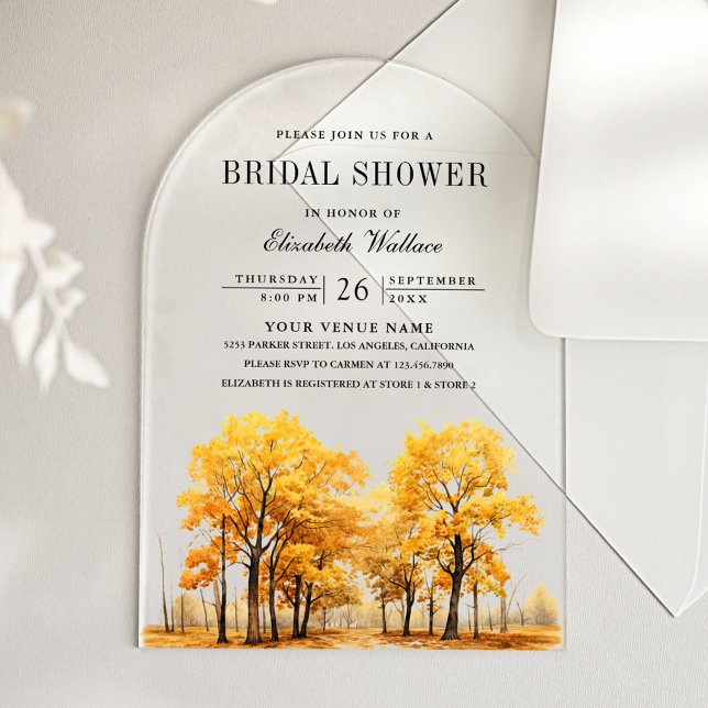 Invitations En Acrylique Fall Oak Trees Bridal Shower (Créateur téléchargé)