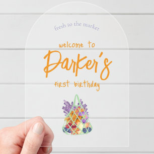 Invitations En Acrylique Farmers frais Marché bébé premier anniversaire