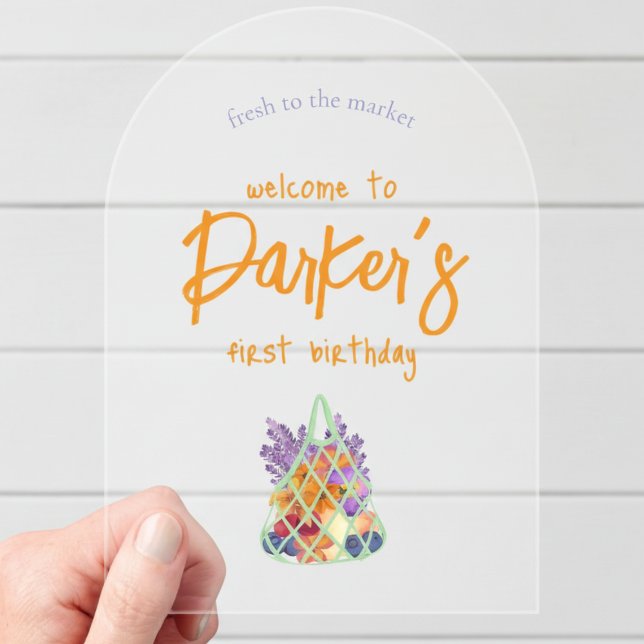Invitations En Acrylique Farmers frais Marché bébé premier anniversaire (Celebrate your little one’s first birthday with a fresh and vibrant theme! )