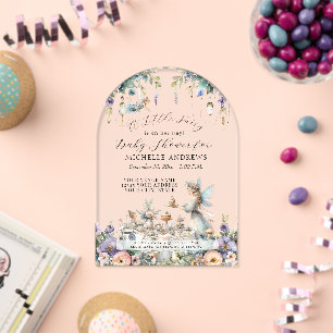 Invitations En Acrylique Fée Jardin Floral Thé Party Fille Baby Shower