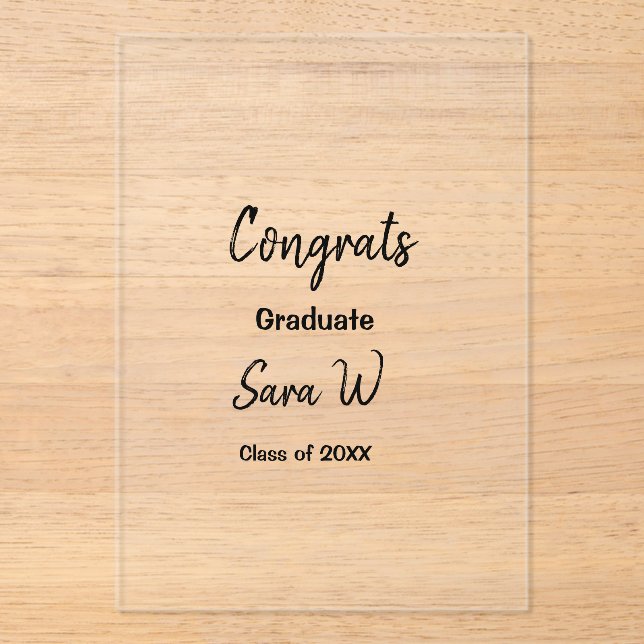 Invitations En Acrylique Félicitations classe d'ajouter le nom d'année scol (Recto)