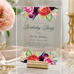 Invitations En Acrylique Félicitations Rustiques Florales Élégantes pour so