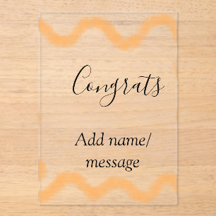 Invitations En Acrylique Félicitations spirale orange bordure espagnole boh