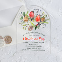 Festif Noël Eve Aquarelle Bullfinch Floral