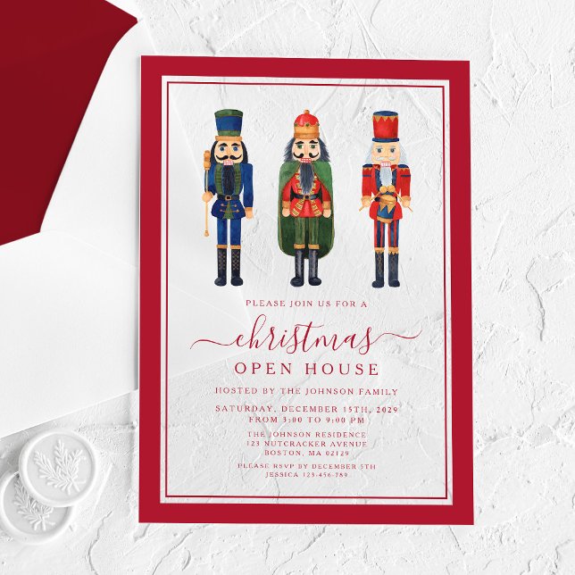 Invitations En Acrylique Festin Casse-Noisette fête de Noël Open House (Festive Nutcracker Christmas Party Open House Acrylic Invitations)