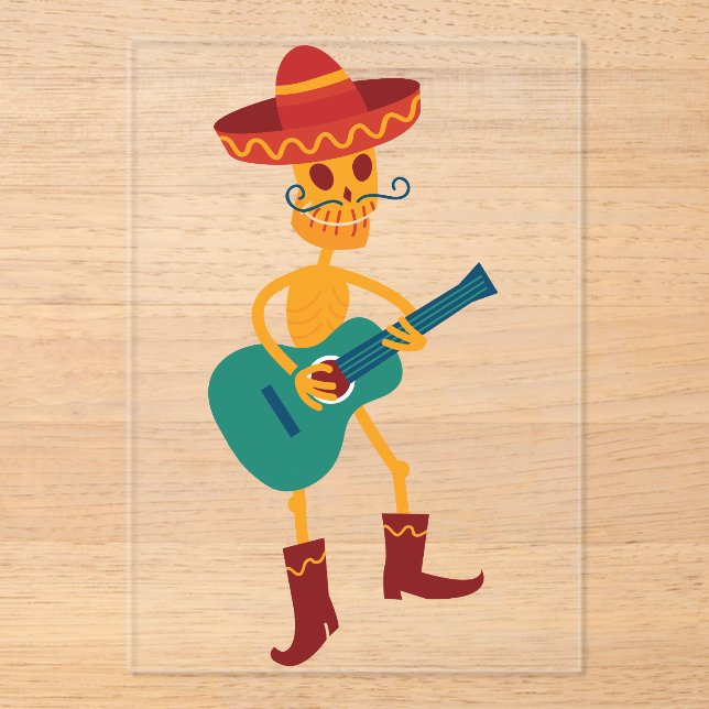 Invitations En Acrylique Festive Skeleton Guitar Player (Recto)