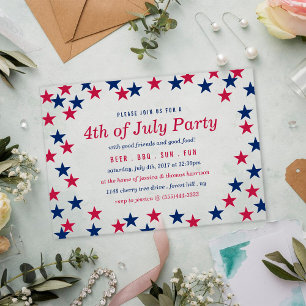 Invitations En Acrylique Fête 4 juillet Confetti, Étoile