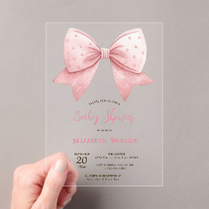 Invitations En Acrylique Fête bébé Arc-en-ciel Rose Aquarelle