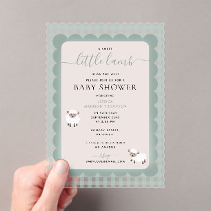 Invitations En Acrylique Fête d'animaux de la ferme aux agneaux Fête pour b