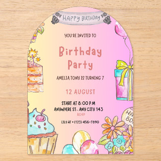 Invitations En Acrylique Fête d'anniversaire