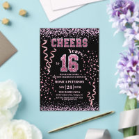 Fête d'anniversaire 16 ans Paillettes roses Strass