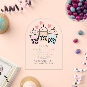 Invitations En Acrylique Fête d'anniversaire 1 an fille thé aux bulles Boba