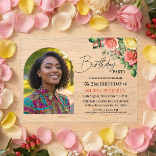 Invitations En Acrylique Fête d'anniversaire 21 ans avec une élégante compo