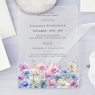 Invitations En Acrylique Fête d'anniversaire 30 ans Fleur du mois de naissa
