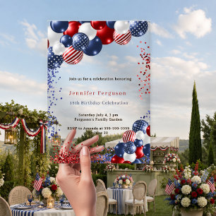 Invitations En Acrylique Fête d'anniversaire avec ballons rouges et bleus p