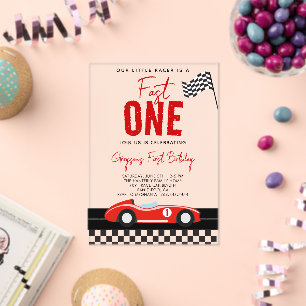 Invitations En Acrylique Fête d'anniversaire de 1 an pour garçon - Fast One