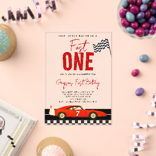 Invitations En Acrylique Fête d'anniversaire de 1 an pour garçon - Fast One