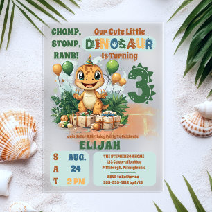 Invitations En Acrylique Fête d'anniversaire de 3 ans pour un mignon petit