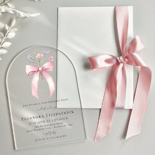 Invitations En Acrylique Fête d'anniversaire de 50 ans Arche de fleurs sauv