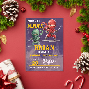 Invitations En Acrylique Fête d'anniversaire de Ninja Warrior Top Secret