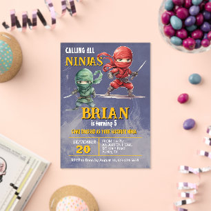 Invitations En Acrylique Fête d'anniversaire de Ninja Warrior Top Secret
