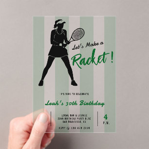 Invitations En Acrylique Fête d'anniversaire de tennis Faisons du bruit Ver