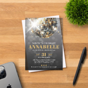 Invitations En Acrylique Fête d'anniversaire des 50 ans Black Gold Adult