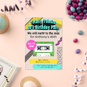 Invitations En Acrylique Fête d'anniversaire des années 80