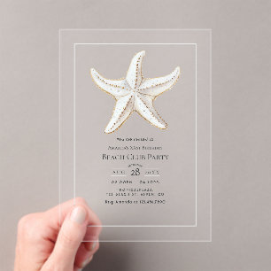 Invitations En Acrylique Fête d'anniversaire du Beach Club Transparent Coas