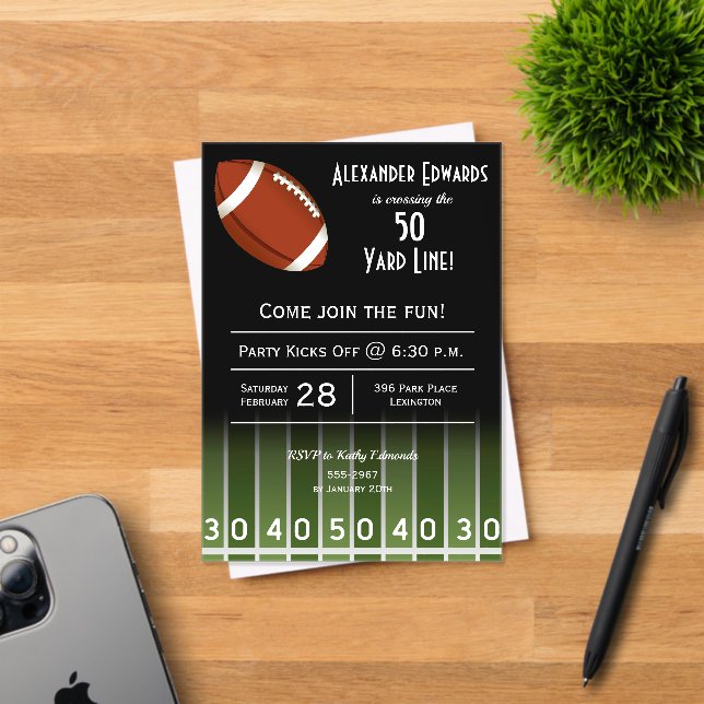 Invitations En Acrylique Fête d'anniversaire du football américain (Insitu (Carte d'invitation))