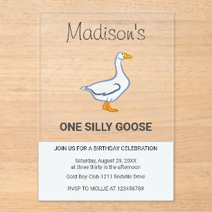 Invitations En Acrylique Fête d'anniversaire d'un an pour un petit canard r