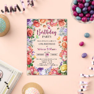 Invitations En Acrylique Fête d'anniversaire élégante et colorée de 44 ans