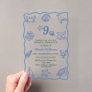 Invitations En Acrylique Fête d'anniversaire fantaisiste de 9 ans sur la vi
