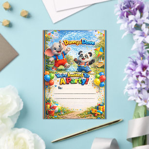 Invitations En Acrylique Fête d'anniversaire fantaisiste de Danny et Dave s