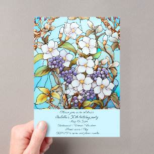 Invitations En Acrylique Fête d'anniversaire Fleurs en Verre Coloré
