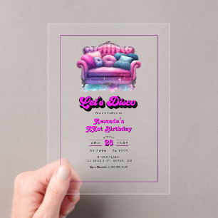 Invitations En Acrylique Fête d'anniversaire Let's Disco