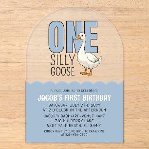 Invitations En Acrylique Fête d'anniversaire moderne d'un an d'un fou rigol