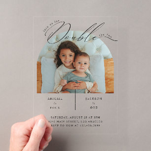 Invitations En Acrylique Fête d'anniversaire photo de double célébration mo